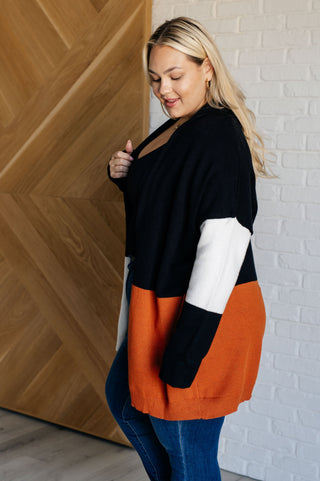 One Eleven North Writer's Block Color Block Open Front Cardigan