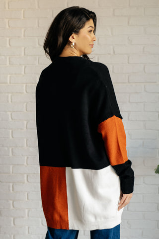 One Eleven North Writer's Block Color Block Open Front Cardigan