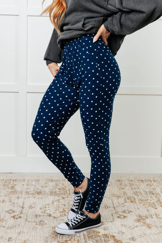 Leggings Depot Your New Favorite Joggers in White Polka Dot