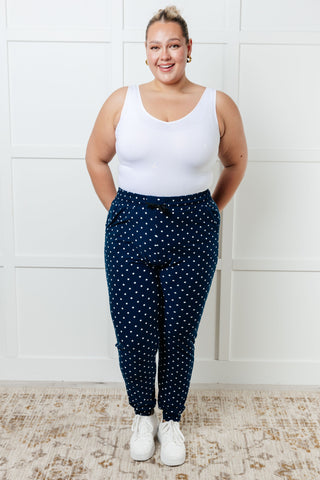 Leggings Depot Your New Favorite Joggers in White Polka Dot