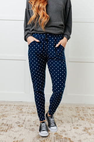 Leggings Depot Your New Favorite Joggers in White Polka Dot