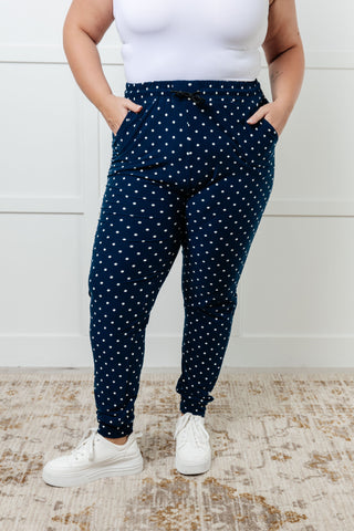 Leggings Depot Your New Favorite Joggers in White Polka Dot