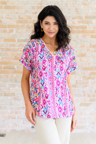 Savanna Jane Yours Truly V-Neck Top in Magenta