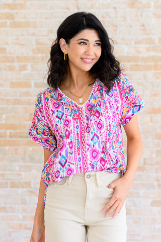 Savanna Jane Yours Truly V-Neck Top in Magenta