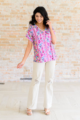Savanna Jane Yours Truly V-Neck Top in Magenta
