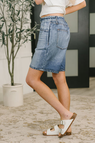 Dear Scarlett Zenim Printed High Waisted Shorts in Classic Denim