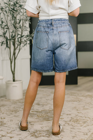 Dear Scarlett Zenim Printed High Waisted Shorts in Classic Denim