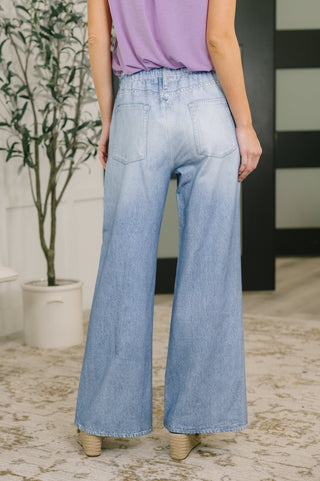 Dear Scarlett Zenim Printed Wide Leg Bottoms in Light Wash