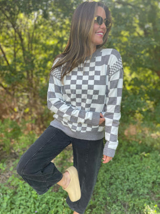 One Eleven North All Checkered Out Sweater in Four Colors