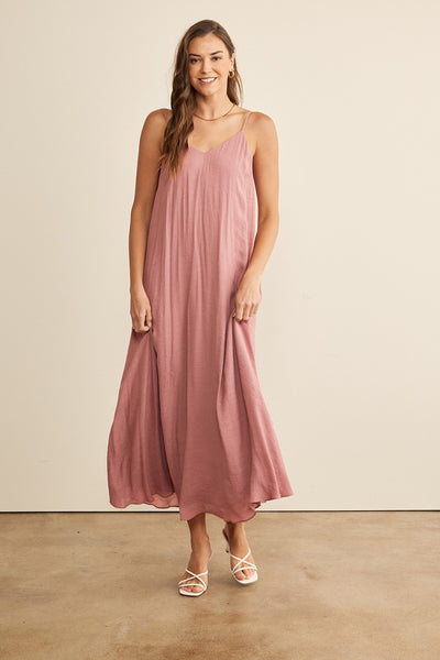 In February Flowy Classic V-neck Maxi Dress, Mauve-Dresses-Sunshine and Wine Boutique