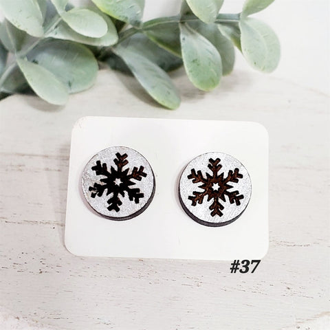Christmas Wood Studs | Style 37-Sunshine and Wine Boutique