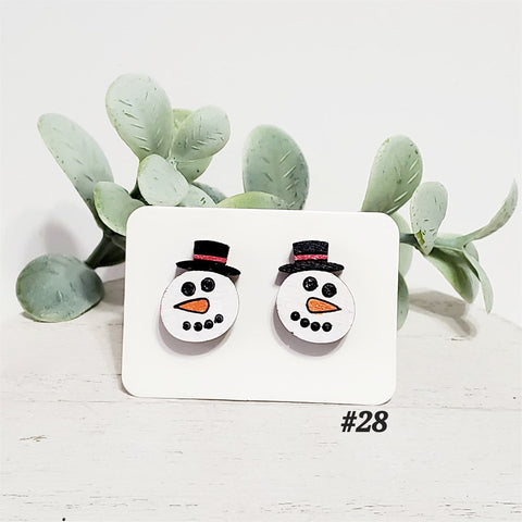 Christmas Wood Studs | Style 28-Sunshine and Wine Boutique