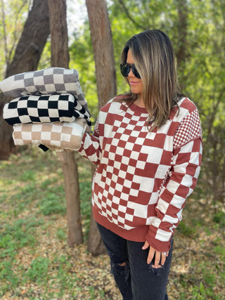One Eleven North All Checkered Out Sweater in Four Colors