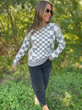 One Eleven North All Checkered Out Sweater in Four Colors