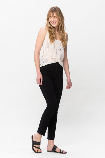 Judy Blue Mid-Rise Black Slim Denim 88756-Jeans-Sunshine and Wine Boutique