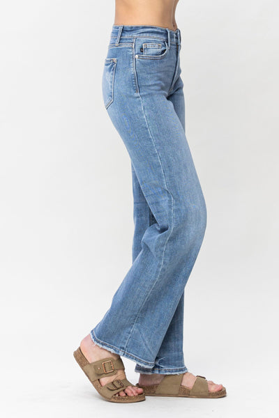 Judy Blue Mid Rise Vintage Wash Wide Leg Denim 82514-Jeans-Sunshine and Wine Boutique