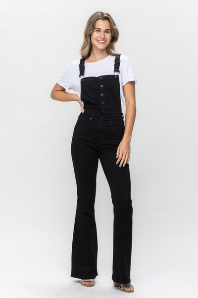 Judy Blue High Waist Tummy Control Top Retro Flare Overall Denim 88690-Jeans-Sunshine and Wine Boutique