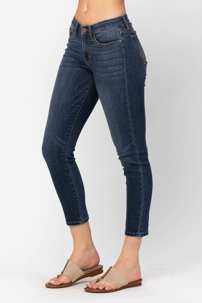 Judy Blue Mid Rise Cropped Relaxed Denim 82251 - Exclusive Inseam Options: Short, Regular & Long-Jeans-Sunshine and Wine Boutique