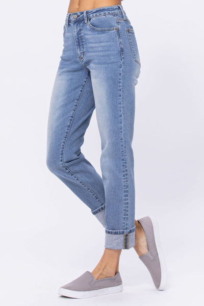 Judy Blue High Waist Vintage Wash Boyfriend Denim 88337-Jeans-Sunshine and Wine Boutique