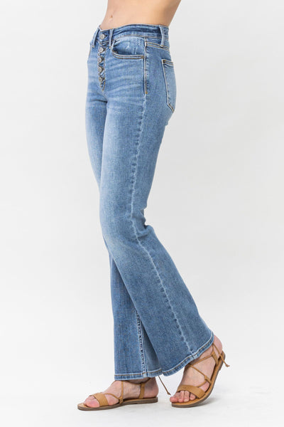 Judy Blue Mid Rise Vintage Button Fly Bootcut Denim 82551-Jeans-Sunshine and Wine Boutique