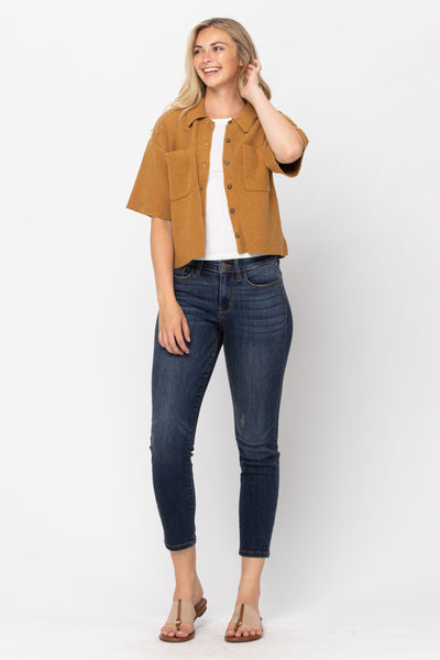 Judy Blue Mid Rise Cropped Relaxed Denim 82251 - Inseam Options: Short, Regular & Long-Jeans-Sunshine and Wine Boutique