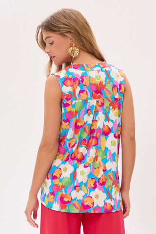 Dear Scarlett Dear Scarlett Lizzy Tank Top in Floral Aqua
