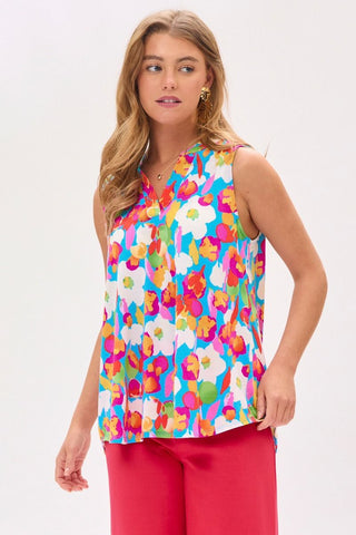 Dear Scarlett Dear Scarlett Lizzy Tank Top in Floral Aqua