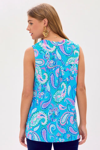 Dear Scarlett Dear Scarlett Lizzy Tank Top in Paisley Aqua