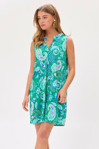 Dear Scarlett Dear Scarlett Lizzy Tank Dress in Emerald/Blue
