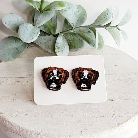 Boxer Wood Studs-Sunshine and Wine Boutique