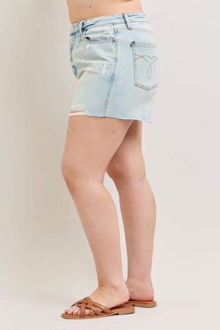 Judy Blue High Waist Button Fly Rigid Magic Cut Off Denim Short 150380