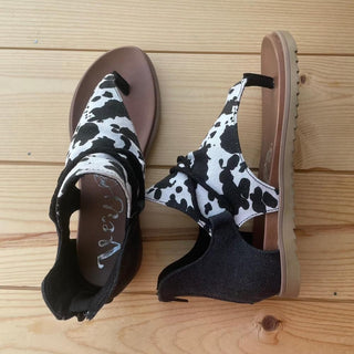 Very G "Angelika 2" Black & White Cow Sandal Shoe