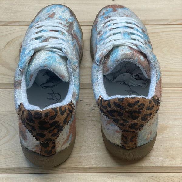 Very G "Champ" Turquoise Cow Print Sneaker-Shoes-Sunshine and Wine Boutique