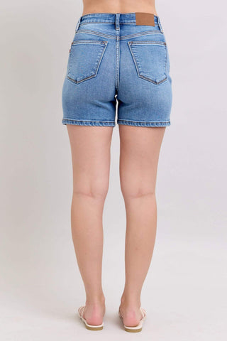 Judy Blue High Waist Double Button Mid Denim Short 15299