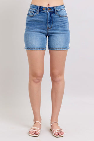Judy Blue High Waist Double Button Mid Denim Short 15299