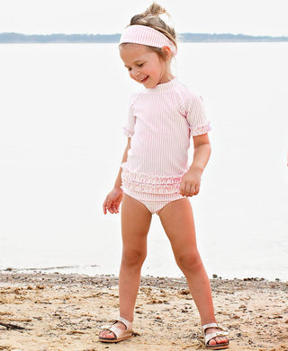 Ruggedbutts Baby Pink Seersucker Swimwear Headband