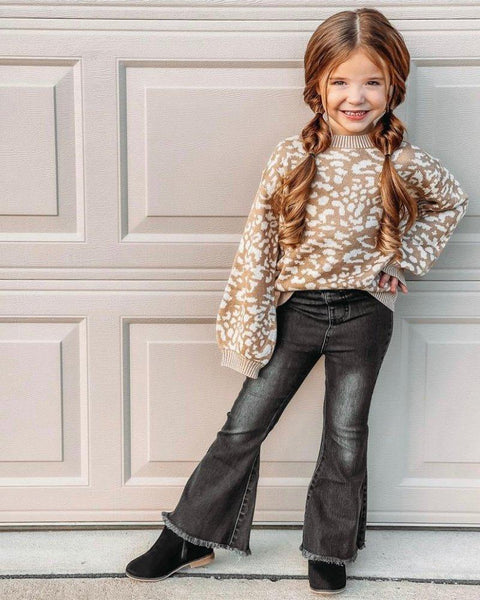 Bailey’s Blossoms Girl's “Sophie” Black Wash Bell Bottom Flare Denim-Clothing-Sunshine and Wine Boutique