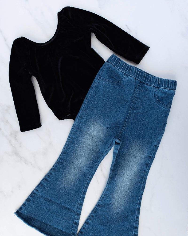 Bailey’s Blossoms Girl's “Sophie” Dark Wash Bell Bottom Flare Denim-Clothing-Sunshine and Wine Boutique
