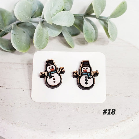 Christmas Wood Studs | Style 18-Sunshine and Wine Boutique