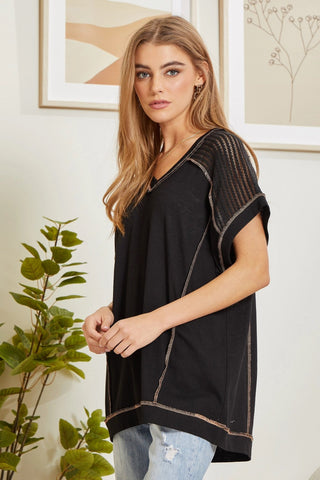Andree By Unit Tunic Top with V-Neckline and Shoulder Details