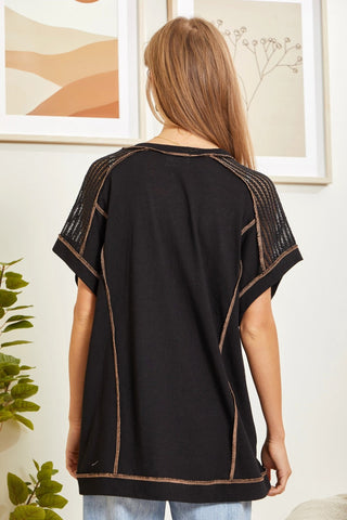 Andree By Unit Tunic Top with V-Neckline and Shoulder Details