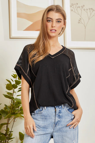 Andree By Unit Tunic Top with V-Neckline and Shoulder Details