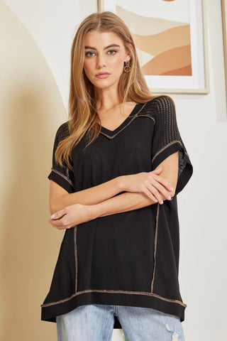Andree By Unit Tunic Top with V-Neckline and Shoulder Details