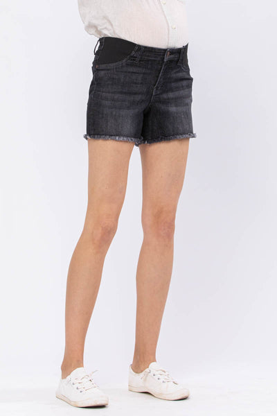 Judy Blue Bloom High Waist Cut Off Maternity Denim Shorts 91501-Jeans-Sunshine and Wine Boutique