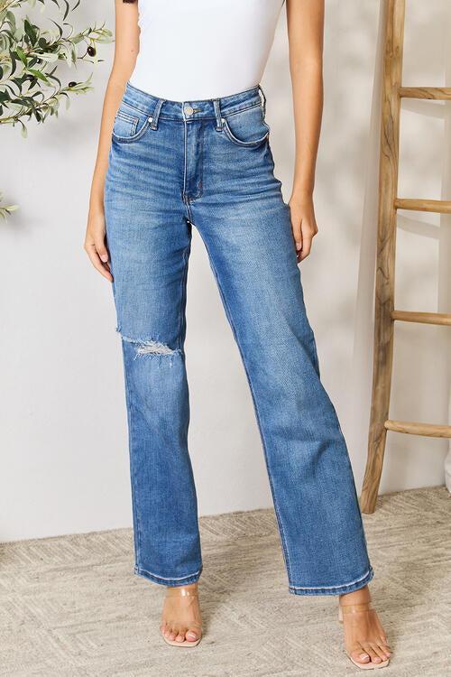 Judy Blue High Waist Tummy Control 90's Straight Denim 88661 - Exclusive-Jeans-Sunshine and Wine Boutique