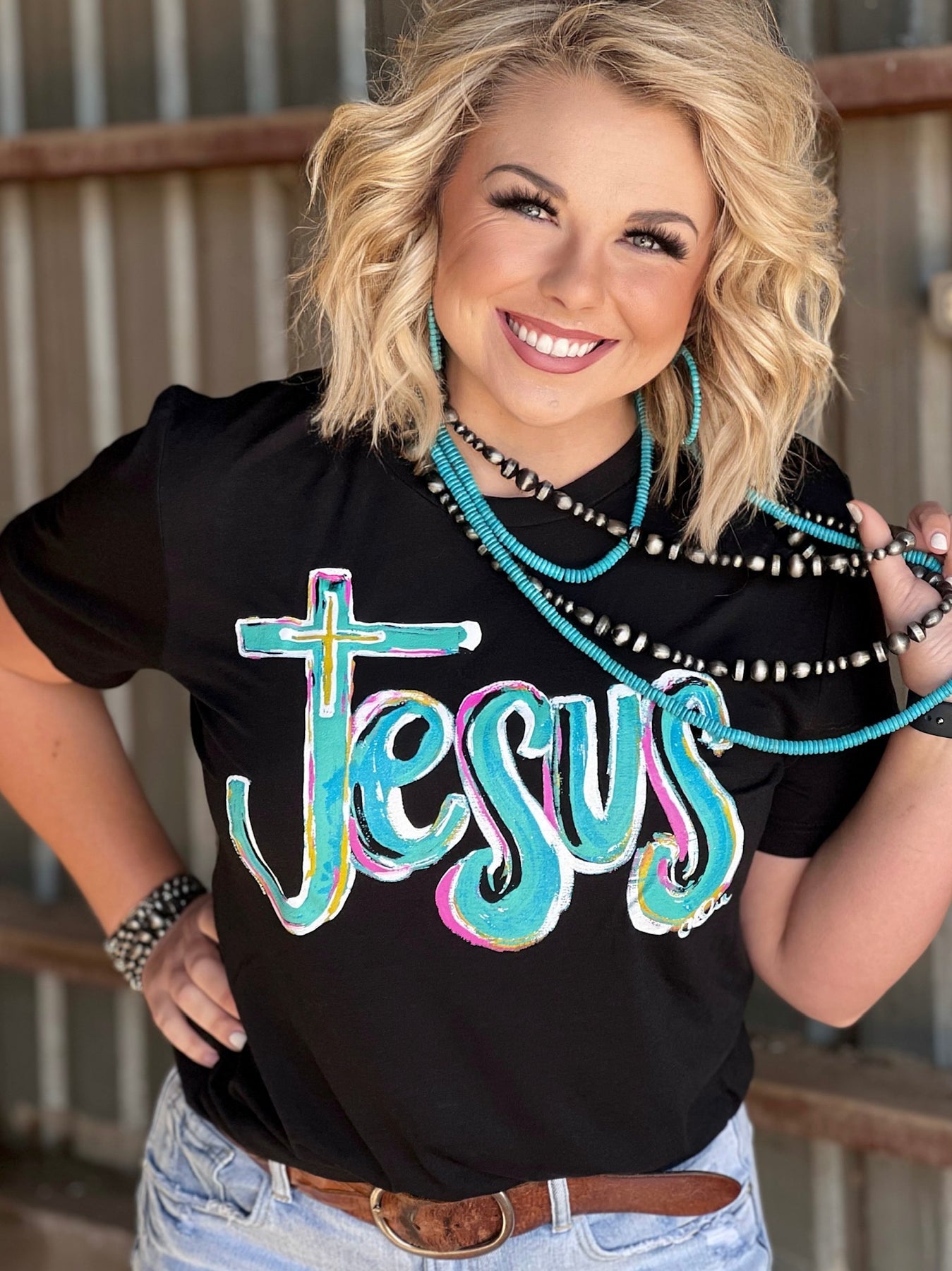 Texas True Threads "Jesus" Tee, Black-Clothing-Sunshine and Wine Boutique