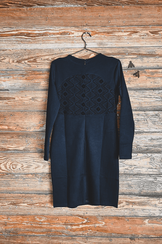 2 Fly Long Sleeve Aztec Back Zip Dress, Black