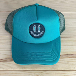 2 Fly Turquoise Glam Grin Ponytail Mesh Trucker Hat
