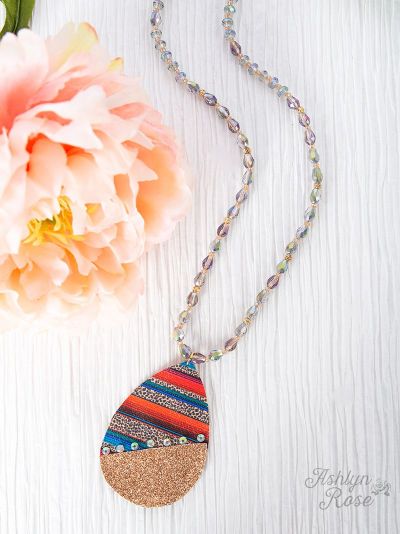 Ashlyn Rose Split Between Grind and Shine Beaded Necklace, Serape-Necklaces-Sunshine and Wine Boutique