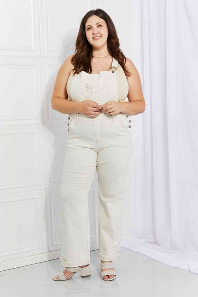 Judy Blue High Waist White Denim Overalls 88628 - Exclusive-Jeans-Sunshine and Wine Boutique